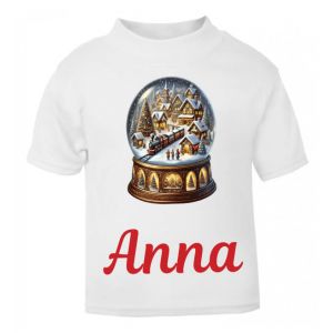 Christmas Snow Globe Any Name Childrens Printed T-Shirt
