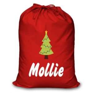 Xmas Tree Any Name Printed Christmas Sack