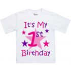Any Name & Age Girls Birthday T-Shirt (Front & Back)