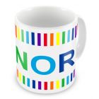 Rainbow Colours Stripes + Name Mug